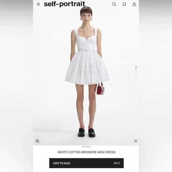 Self-Portrait | Dresses | Self Portrait White Cotton Broderie Mini Dress |  Poshmark